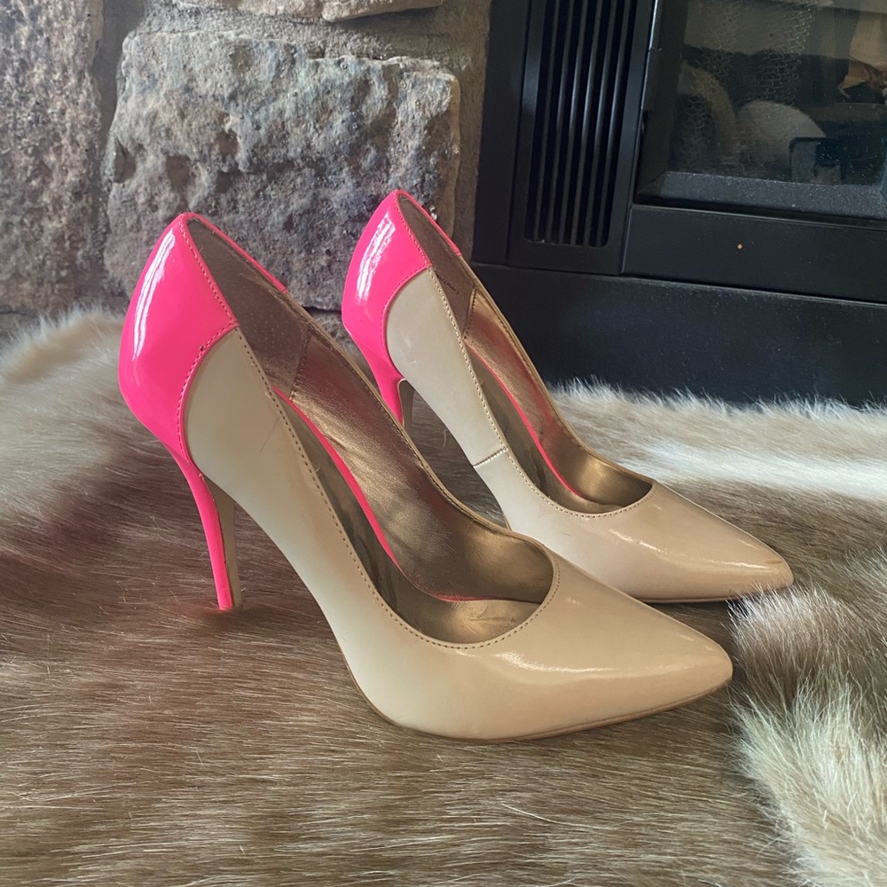 Steve Madden Neon Pink and Nude Heel
